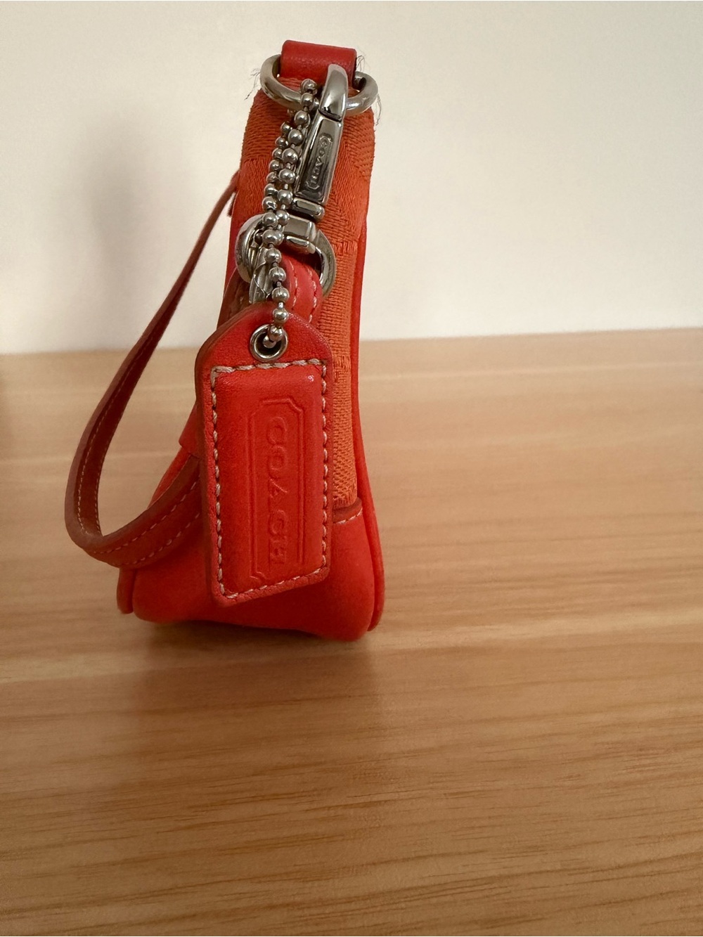 Coach Orange Signature Jacquard Shoulder Bag with Leather Trim - Picture 4 of 14